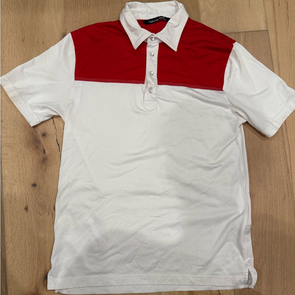 Travis Mathew Red and White Polo Shirt